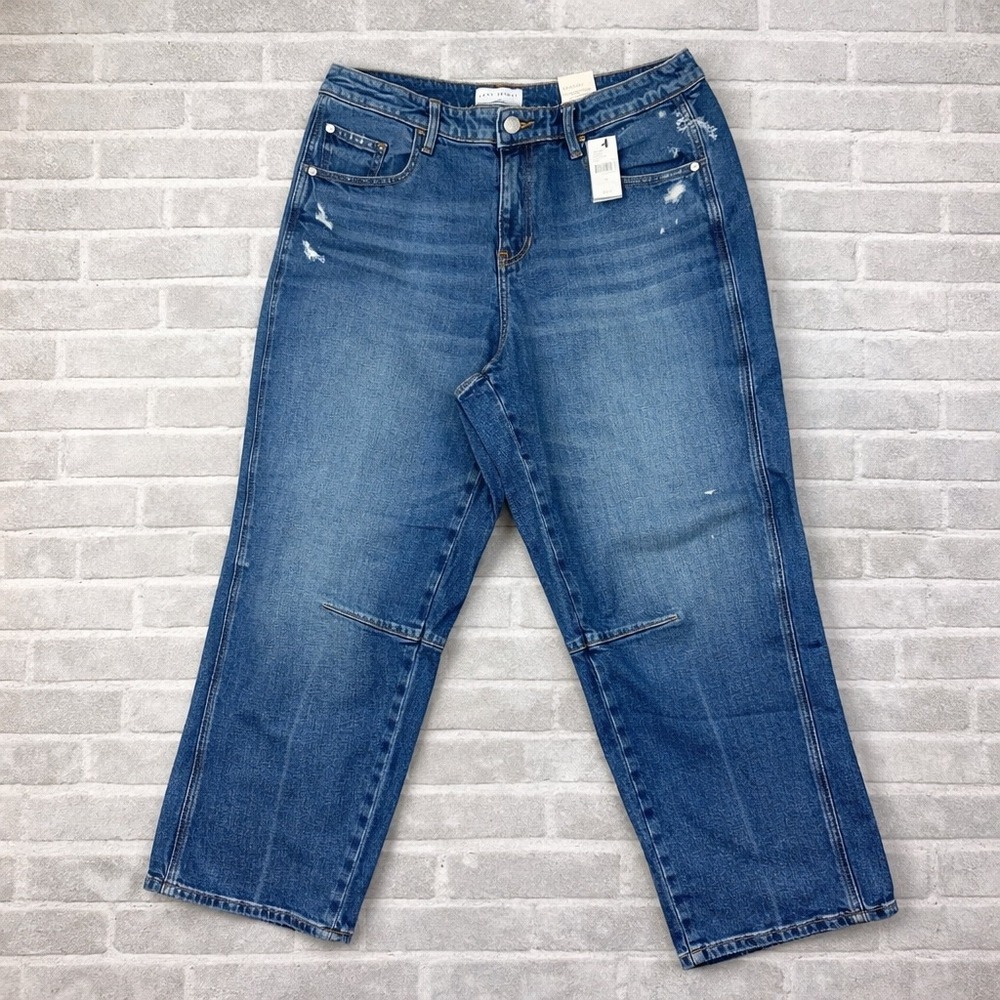 Lane Bryant Ankle Crop Jeans Womens 18‎ Blue Mid Rise Distressed Stretch Denim